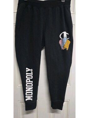 Monopoly Black Champion Fleece Pants XL Hasbro Reverse Weave